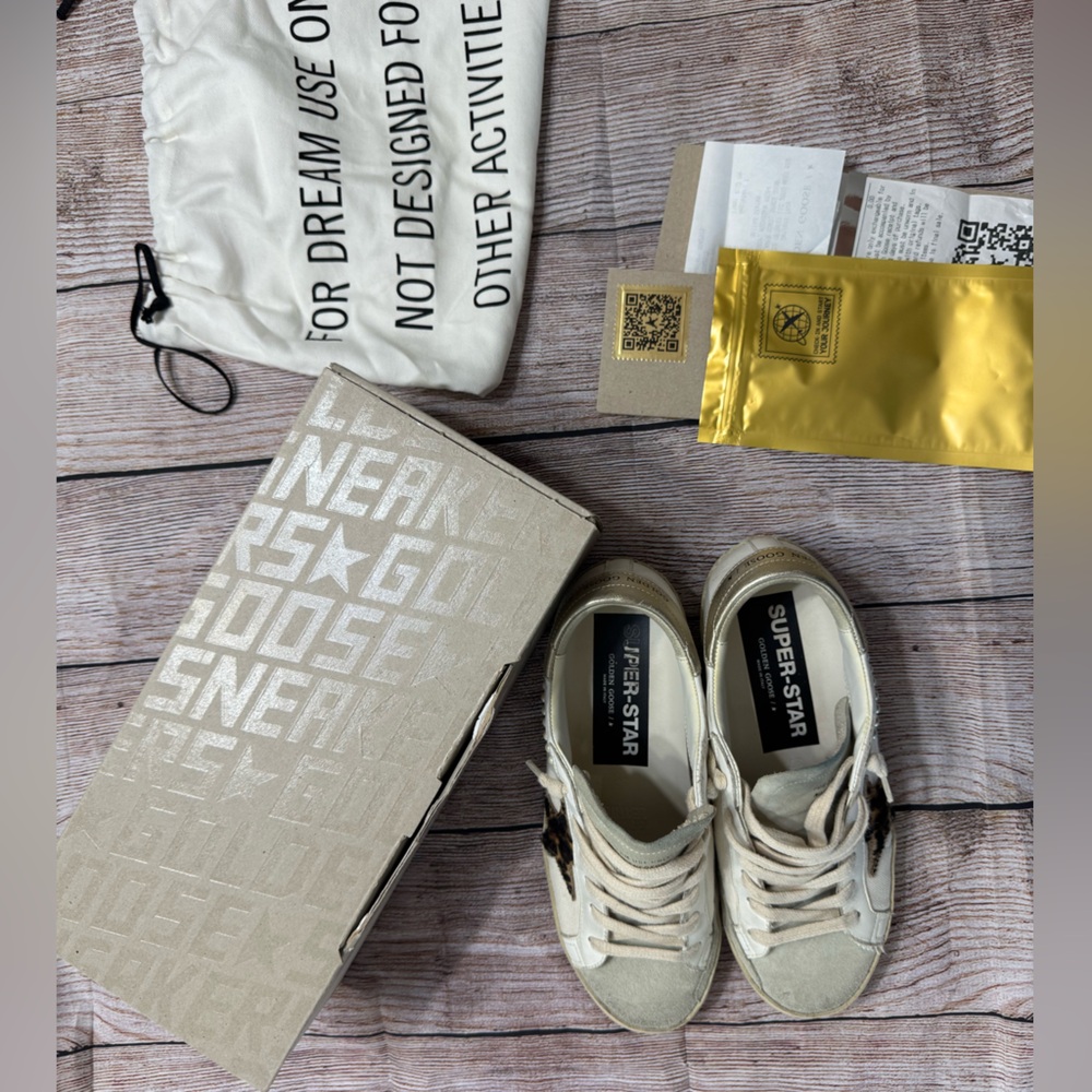Golden Goose Superstar Sneakers in White and Beige